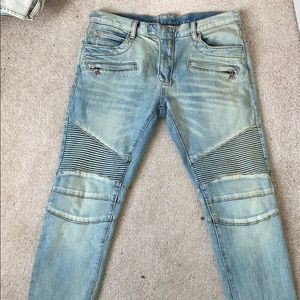 Blue biker jeans